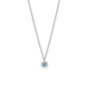 Luxe Labradorite! 16 + 2 Rhodium Plated Labradorite and CZ Halo Necklace